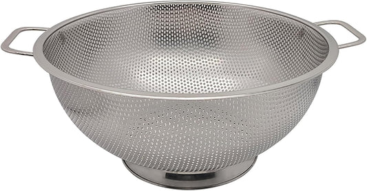 Fox Run Stainless Steel Colander, Large 5 Quart Pasta Strainer With Handles | Easily Strain Pasta, Rice & Spaghetti | Perfect Metal Strainer For Washing Fruit & Vegetables | Large Steel Colander 11" x 5"