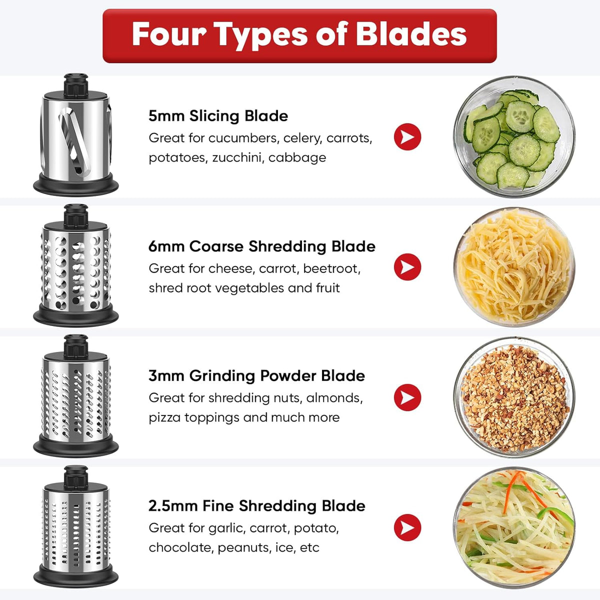 Stainless Steel Slicer Shredder Attachment for KitchenAid Mixer
