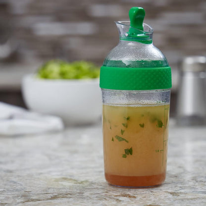 Custom Salad Dressing Shaker | Screw on Lid with Comfort Grip | Silicone Sealed Spout | Perfect for Making, Mixing, Serving, and Storing Dressings and Marinades