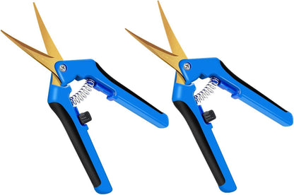 6.5 Inch Garden Hand Pruner Shears with Straight Stainless Steel Scissors, for Hydroponic Trimming Herb/Flowers/Vegetables/Plants, Blue, 1-Pack