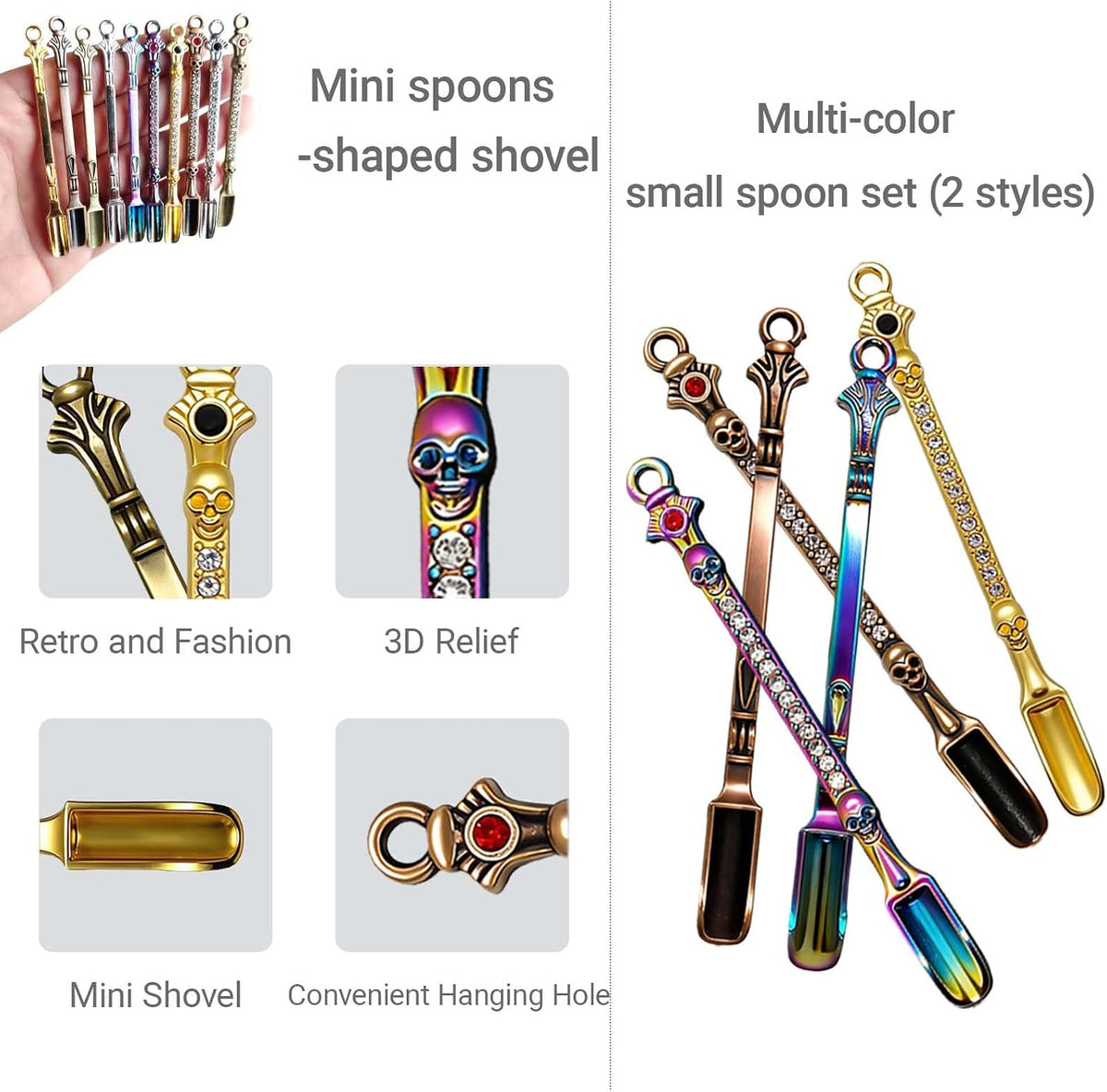 10-Pack Mini Spoons Metal Small Medicine Shovels 3-Inch Tiny Spoon