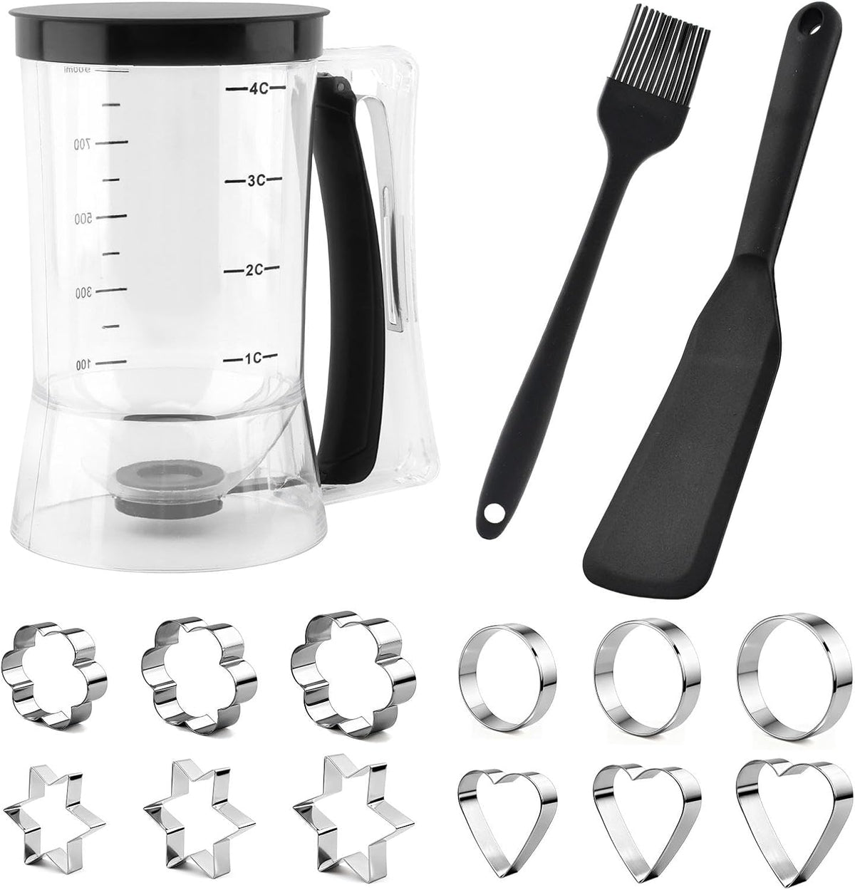 900ml Pancake Batter Dispenser Set with Squeeze Handle