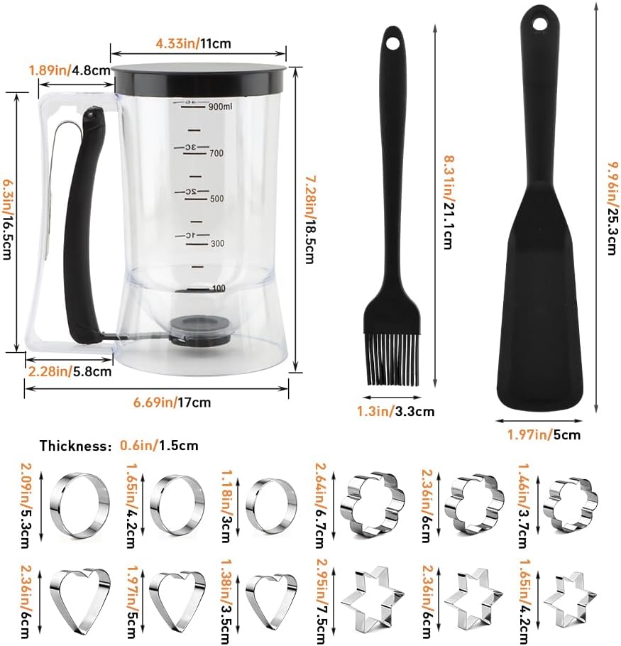 900ml Pancake Batter Dispenser Set with Squeeze Handle