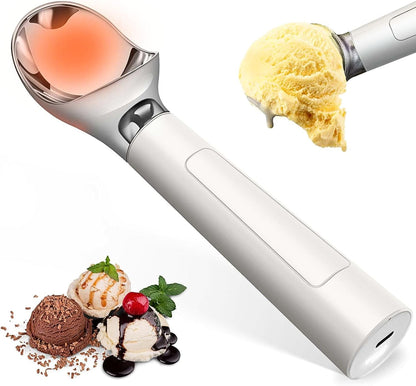 Heated Ice Cream Scoop, Rechargeable Waterproof Electric Ice Cream Scoop for Hard Ice Cream, Rechargeable with LED Display, Heats to 158°F for Dessert Shops, Homes Kitchen Gadgets