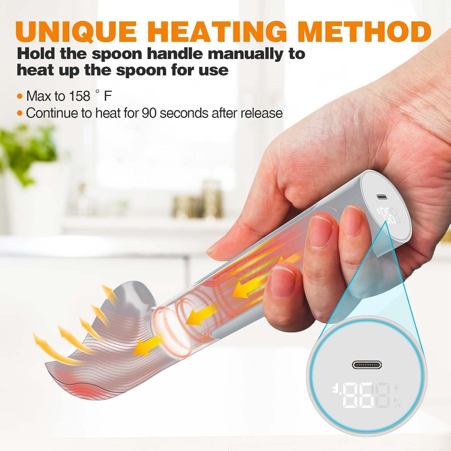 Heated Ice Cream Scoop, Rechargeable Waterproof Electric Ice Cream Scoop for Hard Ice Cream, Rechargeable with LED Display, Heats to 158°F for Dessert Shops, Homes Kitchen Gadgets