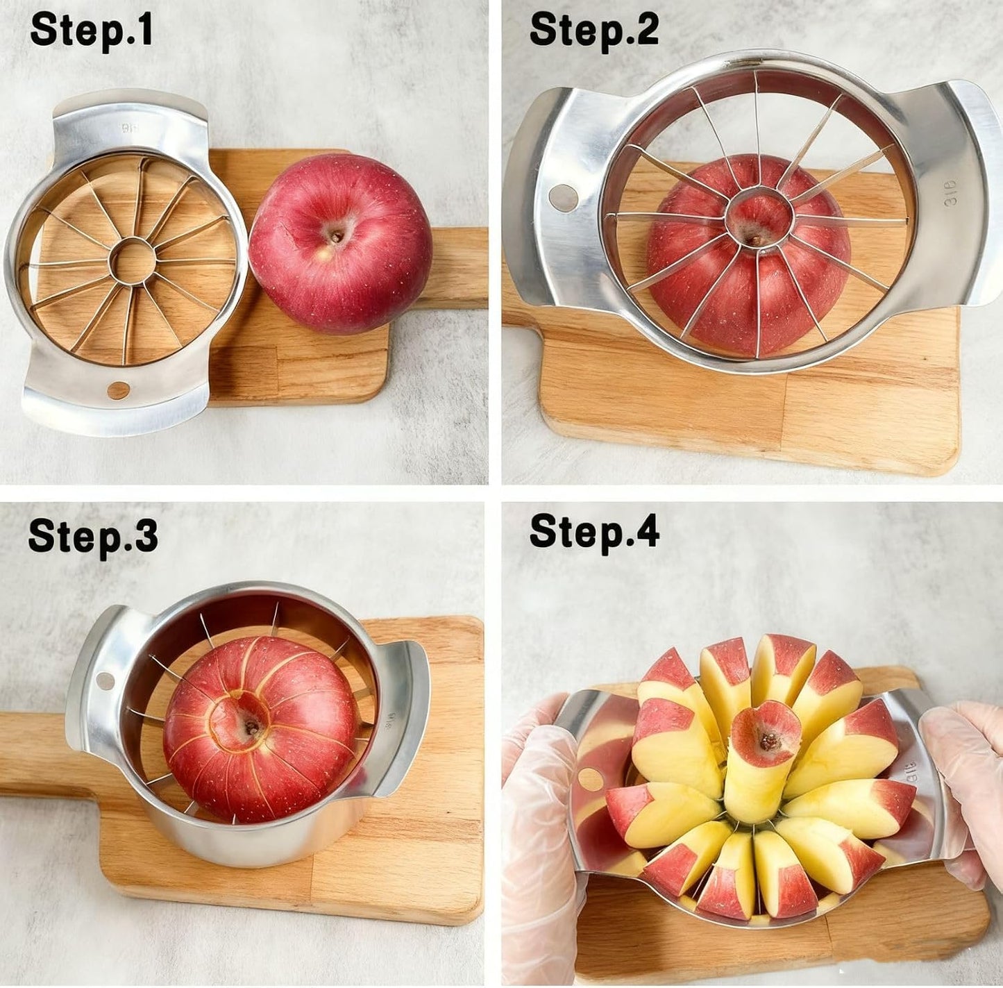 6.9 Inch Stainless Steel Large Apple Slicer,12 Slice Heavy Duty Apple Cutter Sharp Apple Slicer Corer,Apple Corer Tool,for Pear Potato Slicer and More