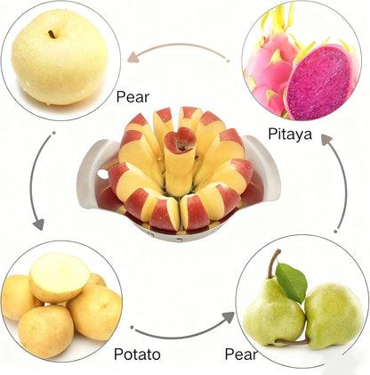 6.9 Inch Stainless Steel Large Apple Slicer,12 Slice Heavy Duty Apple Cutter Sharp Apple Slicer Corer,Apple Corer Tool,for Pear Potato Slicer and More