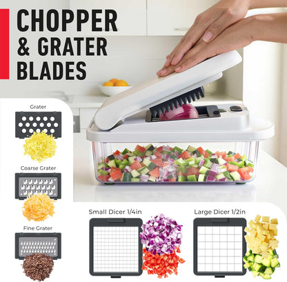 The Real Original Pro Vegetable Chopper & Mandoline Slicer, 10-in-1 | since 2013, 8 Blade Food Veggie Chopper, Onion Vegetable Cutter with Container, Kitchen Gadgets & Essentials
