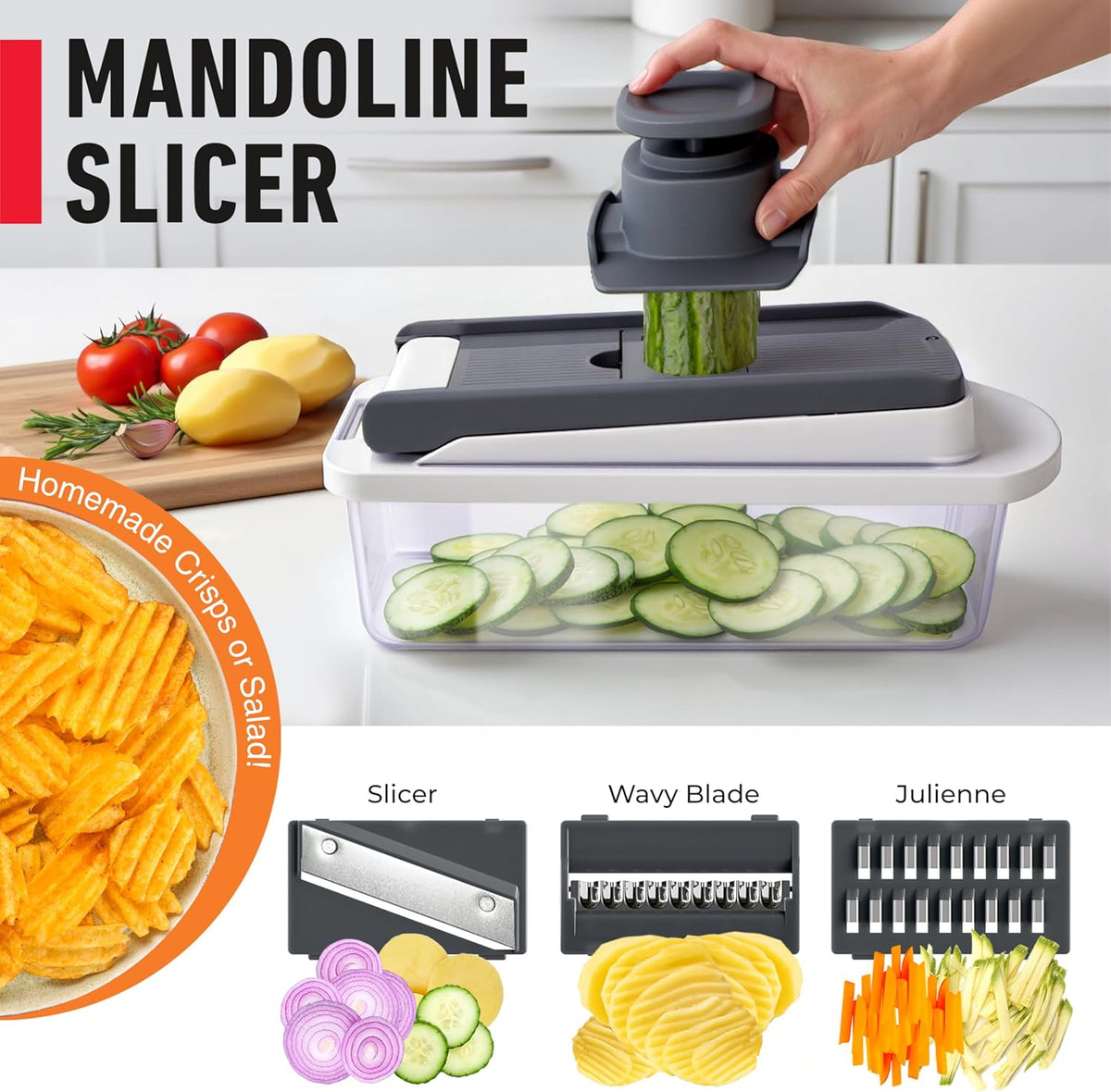 The Real Original Pro Vegetable Chopper & Mandoline Slicer, 10-in-1 | since 2013, 8 Blade Food Veggie Chopper, Onion Vegetable Cutter with Container, Kitchen Gadgets & Essentials