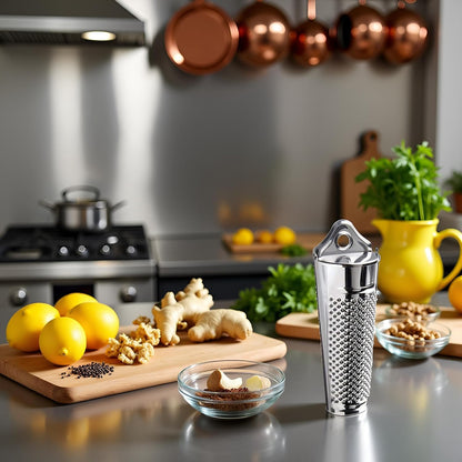 Silver Multifunctional Kitchen Stainless Steel Ginger Garlic Nutmeg Grater Nut Walnut Lemon Hand Planer Tool Lemon ZesterDurable and Professional Kitchen Tool Garlic Tools