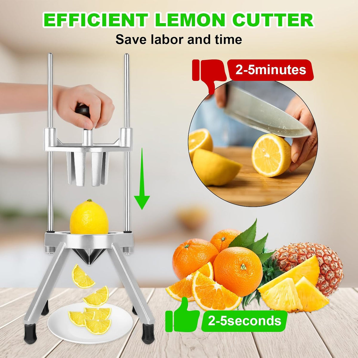 Commercial Vegetable Chopper Dicer w/3 Replacement Blades Onion Dicer Commercial Heavy Duty Vegetable Fruit Chopper Stainless Steel French Fry Cutter