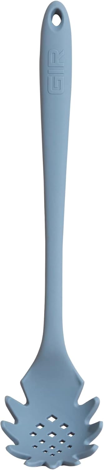 Silicone Pasta & Spaghetti Spoon - 13-In Slate Modern - Heat-Resistant Silicone Ladle & Pasta Fork - Gentle on Nonstick Surfaces