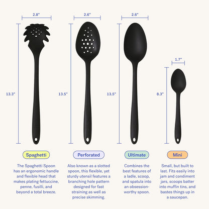 Silicone Pasta & Spaghetti Spoon - 13-In Slate Modern - Heat-Resistant Silicone Ladle & Pasta Fork - Gentle on Nonstick Surfaces