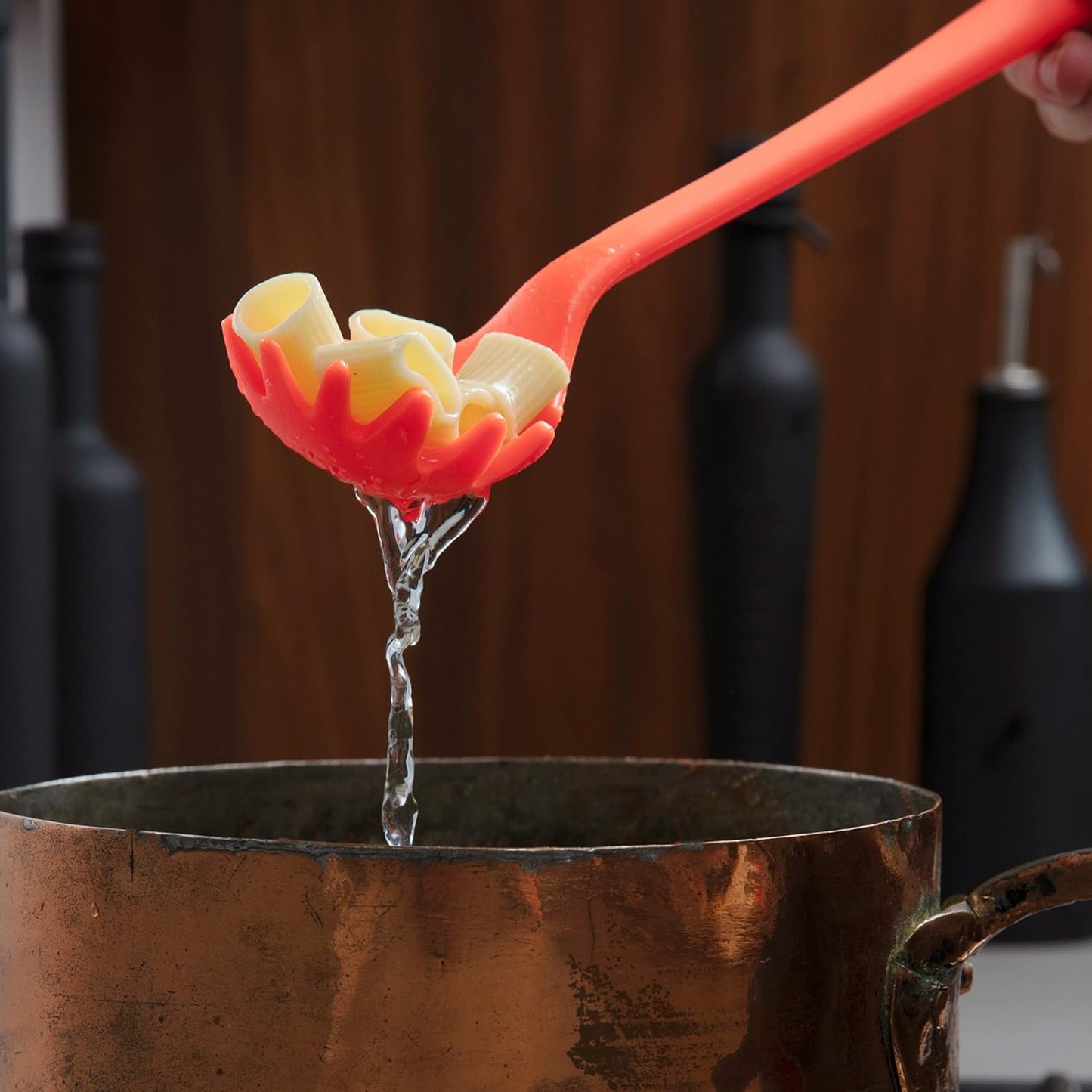 Silicone Pasta & Spaghetti Spoon - 13-In Slate Modern - Heat-Resistant Silicone Ladle & Pasta Fork - Gentle on Nonstick Surfaces