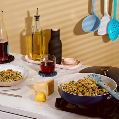 Silicone Pasta & Spaghetti Spoon - 13-In Slate Modern - Heat-Resistant Silicone Ladle & Pasta Fork - Gentle on Nonstick Surfaces