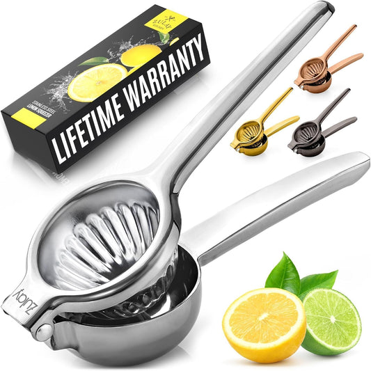 Lemon Squeezer Stainless Steel with Premium Quality Heavy Duty Solid Metal Squeezer Bowl - Large Manual Citrus Press Juicer and Lime Squeezer Stainless Steel