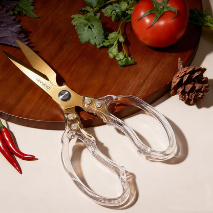 Rust-Resistant Kitchen Scissors, Transparent and Stylish Handle, Suitable For Cutting Various Foods and Their Packaging, Suitable For Large Hands,Colorful Blade