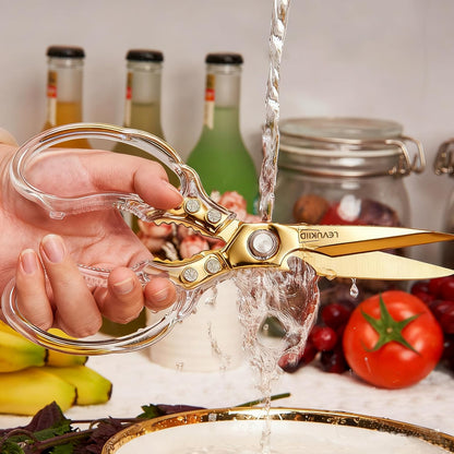 Rust-Resistant Kitchen Scissors, Transparent and Stylish Handle, Suitable For Cutting Various Foods and Their Packaging, Suitable For Large Hands,Colorful Blade