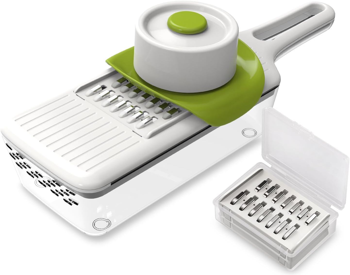 Stainless Steel Mandoline Slicer - Adjustable Multi-Blade Vegetable & Food Chopper with 6 Interchangeable Blades, Safe Hand Guard, Non-Slip Base & Catch Tray – Julienne Slicer