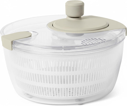 Salad Spinner with Non-Skid Base and Spin Knob, Removable Basket Colander, 4.2 qt., BPA-Free, Linen Gray