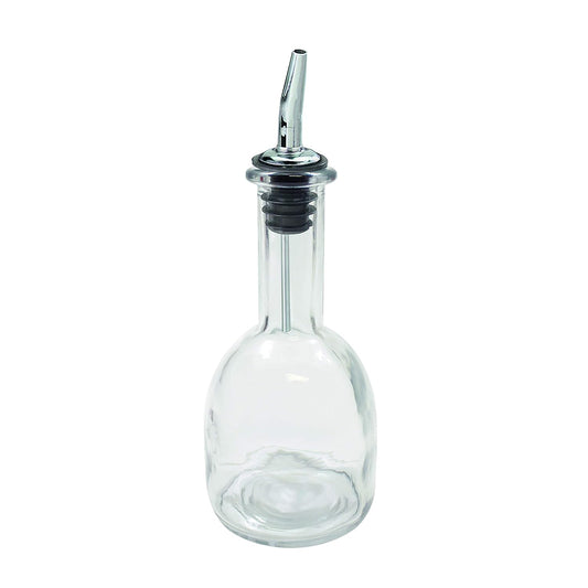 10404 10 oz Glass Bottle Clear Glass, Stainless Steel Pourer 3¼ x 3¼ x 8¼"