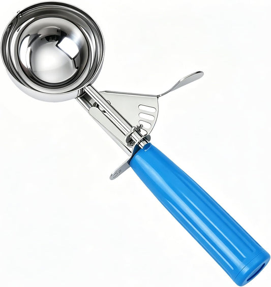 2 oz Scoop, Cookie Scoop for Baking, 2 oz Ice Cream Scoop with Trigger, #16 Disher, Portion Scoop, Blue Handle, Food Scoop for Ice Cream, Muffin, Cupcake Batter, Mashed Potato, Cookie Dough