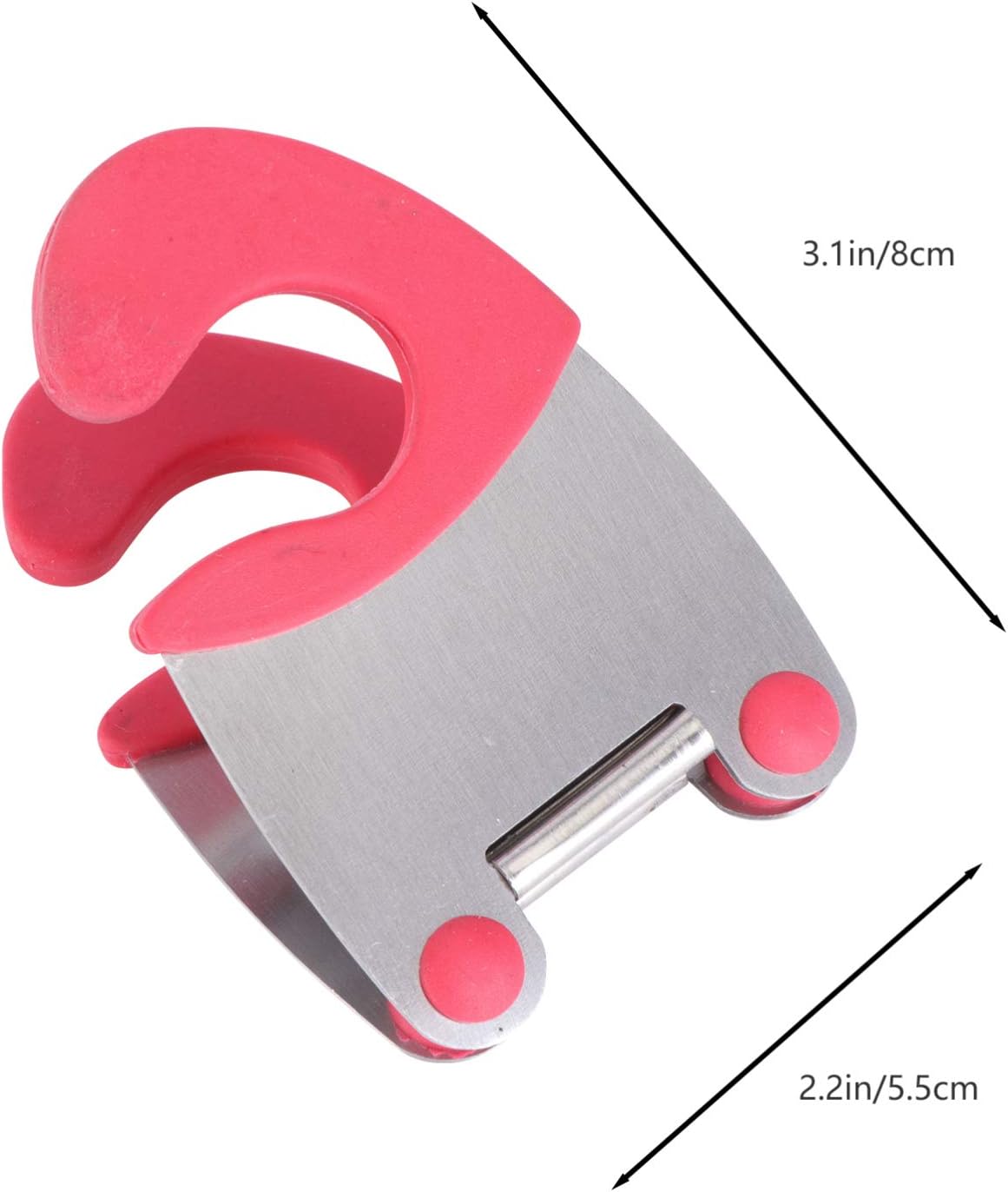 2pcs Stainless Steel Pot Clip and Spoon Rest Heat-resistant Rubber Utensil Holder for Kitchen Cooking Anti-scald Design Red