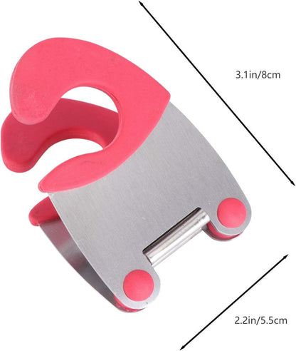 2pcs Stainless Steel Pot Clip and Spoon Rest Heat-resistant Rubber Utensil Holder for Kitchen Cooking Anti-scald Design Red