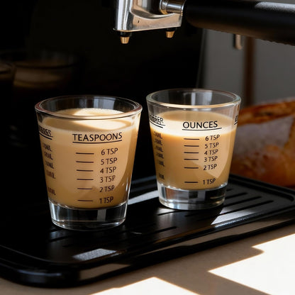 2 Pack Shot Glass Measuring Cup Set,3 oz/90ML Liquid Heavy High Espresso Glass Cup,Dishwasher Safe,Measurement of Dry and Liquid Ingredients (Black)