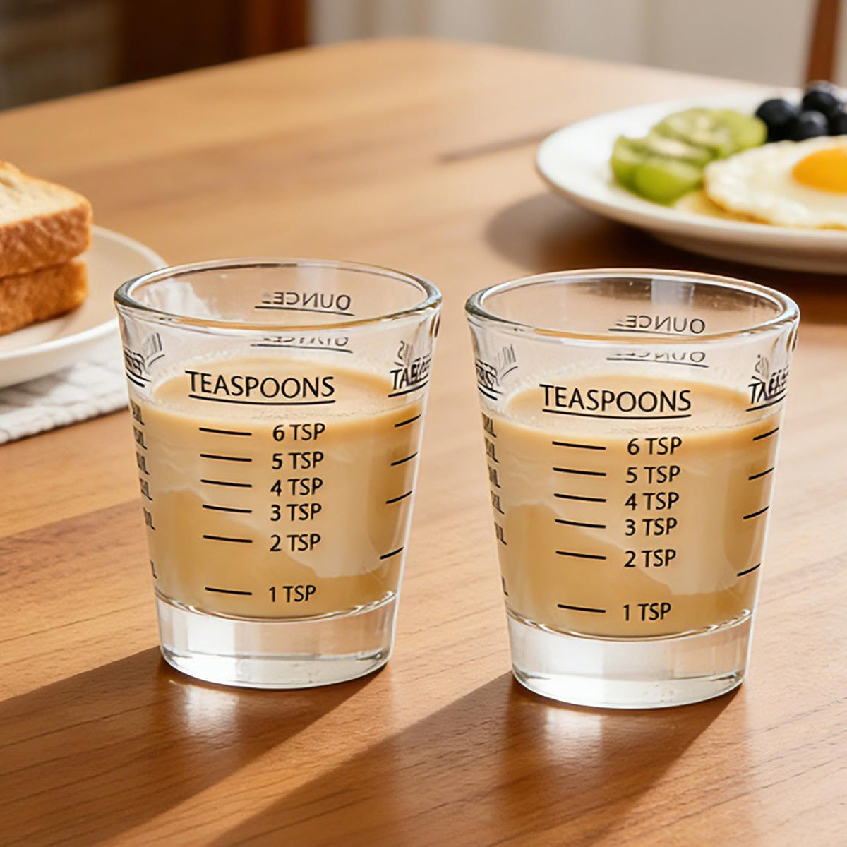 2 Pack Shot Glass Measuring Cup Set,3 oz/90ML Liquid Heavy High Espresso Glass Cup,Dishwasher Safe,Measurement of Dry and Liquid Ingredients (Black)