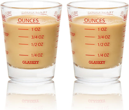 2 Pack Shot Glass Measuring Cup Set,3 oz/90ML Liquid Heavy High Espresso Glass Cup,Dishwasher Safe,Measurement of Dry and Liquid Ingredients (Black)