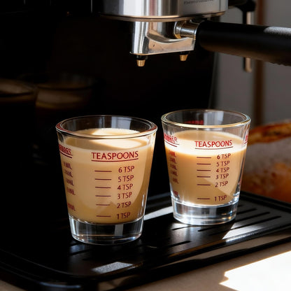 2 Pack Shot Glass Measuring Cup Set,3 oz/90ML Liquid Heavy High Espresso Glass Cup,Dishwasher Safe,Measurement of Dry and Liquid Ingredients (Black)