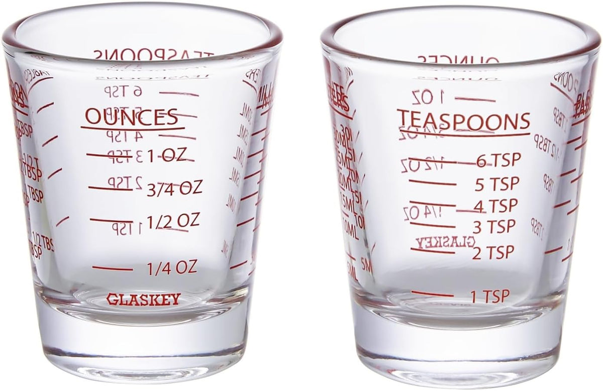 2 Pack Shot Glass Measuring Cup Set,3 oz/90ML Liquid Heavy High Espresso Glass Cup,Dishwasher Safe,Measurement of Dry and Liquid Ingredients (Black)
