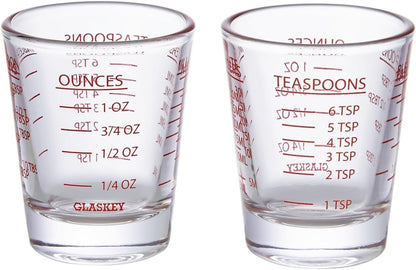 2 Pack Shot Glass Measuring Cup Set,3 oz/90ML Liquid Heavy High Espresso Glass Cup,Dishwasher Safe,Measurement of Dry and Liquid Ingredients (Black)
