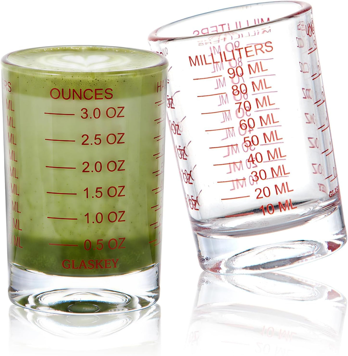 2 Pack Shot Glass Measuring Cup Set,3 oz/90ML Liquid Heavy High Espresso Glass Cup,Dishwasher Safe,Measurement of Dry and Liquid Ingredients (Black)
