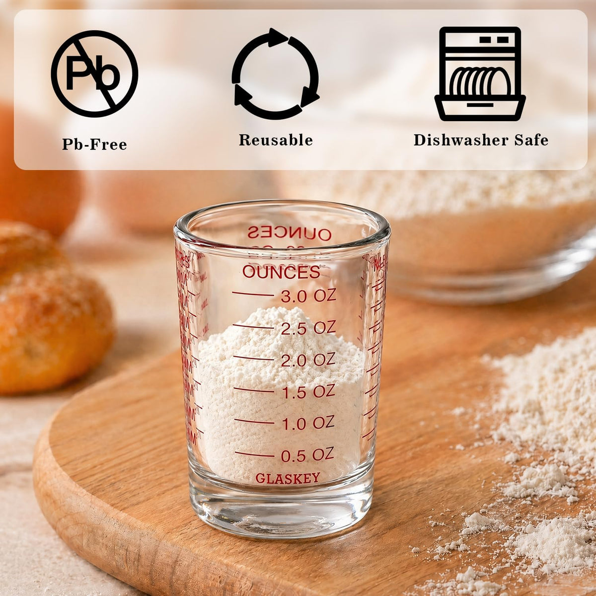 2 Pack Shot Glass Measuring Cup Set,3 oz/90ML Liquid Heavy High Espresso Glass Cup,Dishwasher Safe,Measurement of Dry and Liquid Ingredients (Black)