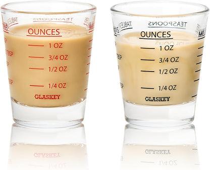2 Pack Shot Glass Measuring Cup Set,3 oz/90ML Liquid Heavy High Espresso Glass Cup,Dishwasher Safe,Measurement of Dry and Liquid Ingredients (Black)