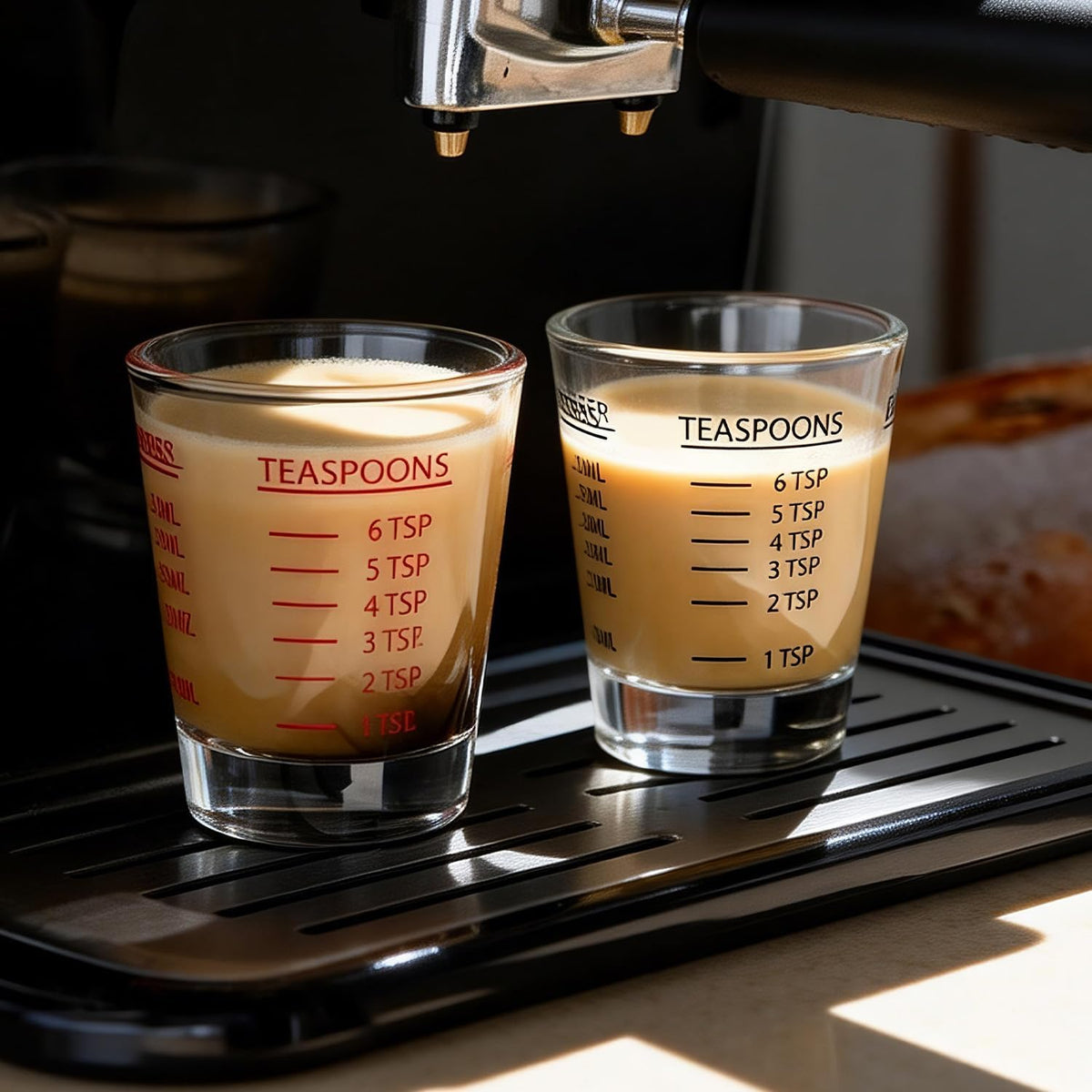 2 Pack Shot Glass Measuring Cup Set,3 oz/90ML Liquid Heavy High Espresso Glass Cup,Dishwasher Safe,Measurement of Dry and Liquid Ingredients (Black)