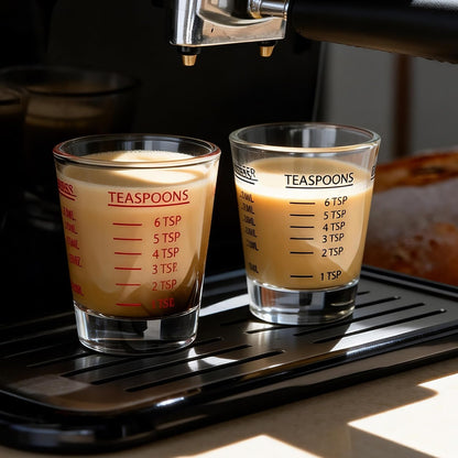 2 Pack Shot Glass Measuring Cup Set,3 oz/90ML Liquid Heavy High Espresso Glass Cup,Dishwasher Safe,Measurement of Dry and Liquid Ingredients (Black)