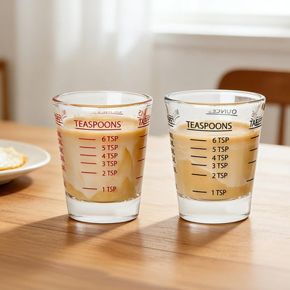 2 Pack Shot Glass Measuring Cup Set,3 oz/90ML Liquid Heavy High Espresso Glass Cup,Dishwasher Safe,Measurement of Dry and Liquid Ingredients (Black)