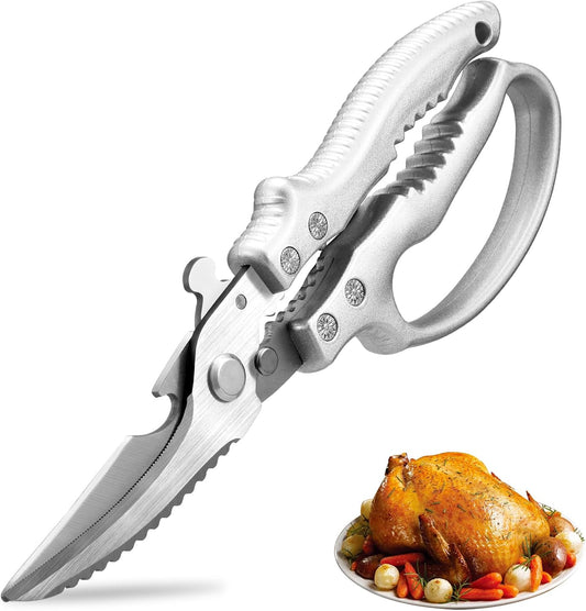 Heavy Duty Kitchen Scissors, Razor Sharp Poultry Shears for Chicken & Bones | Spring-Loaded Kitchen Shears, All Purpose, for Turkey, Meat, Fish, Lobster, Crab, Stainless Steel Blade,Dishwasher Safe