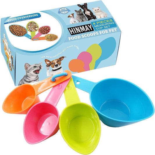 Pet Food Scoops Plastic Measuring Cups Set for Dog Cat and Bird Food | Use for measuring pet food portions (dog, cat, bird, etc.) or even ingredients while cooking or baking