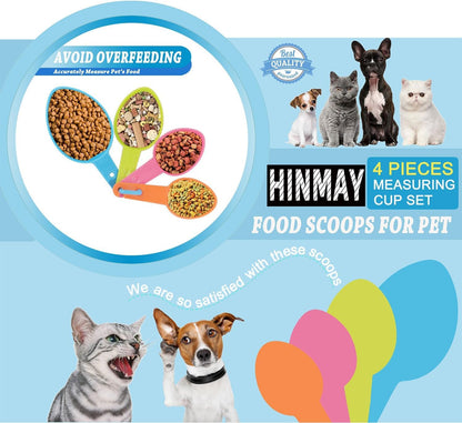 Pet Food Scoops Plastic Measuring Cups Set for Dog Cat and Bird Food | Use for measuring pet food portions (dog, cat, bird, etc.) or even ingredients while cooking or baking