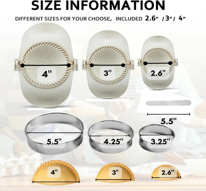 Dumpling Maker Set with Dough Cutter and Empanada Press Mold - Effortlessly Make Perfect Dumplings, Calzones, Pierogi, Chinese Turnovers (3")