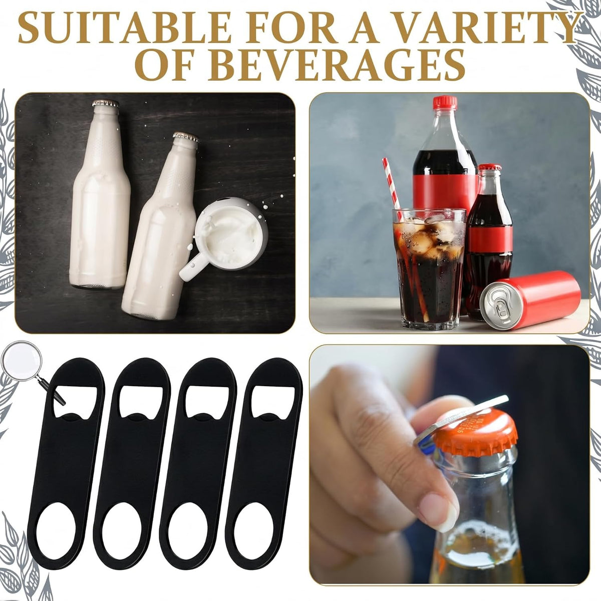 50 Pcs Bottle Openers Stainless Steel Flat Bottle Opener Bulk 3.4 x 1.3 Inches Bartender Beer Key Soda Can Mini Speed for Kitchen, Bar or Restaurant