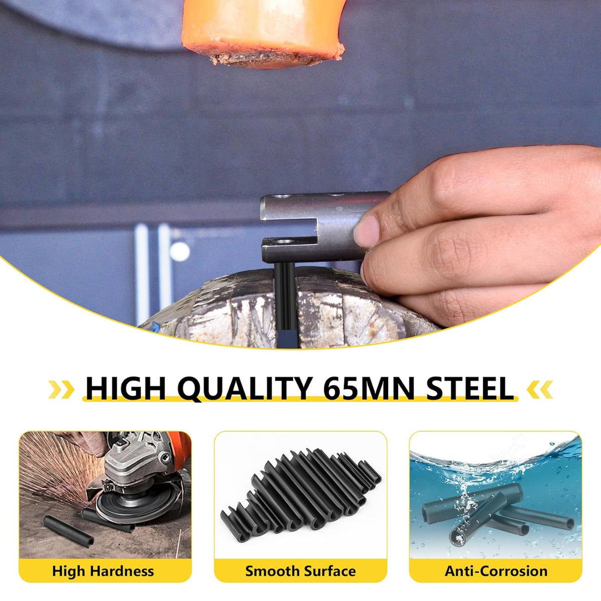 274 PCS Roll Pins, 9 Sizes M1.5-M8, 65Mn Steel, for Home Automotive