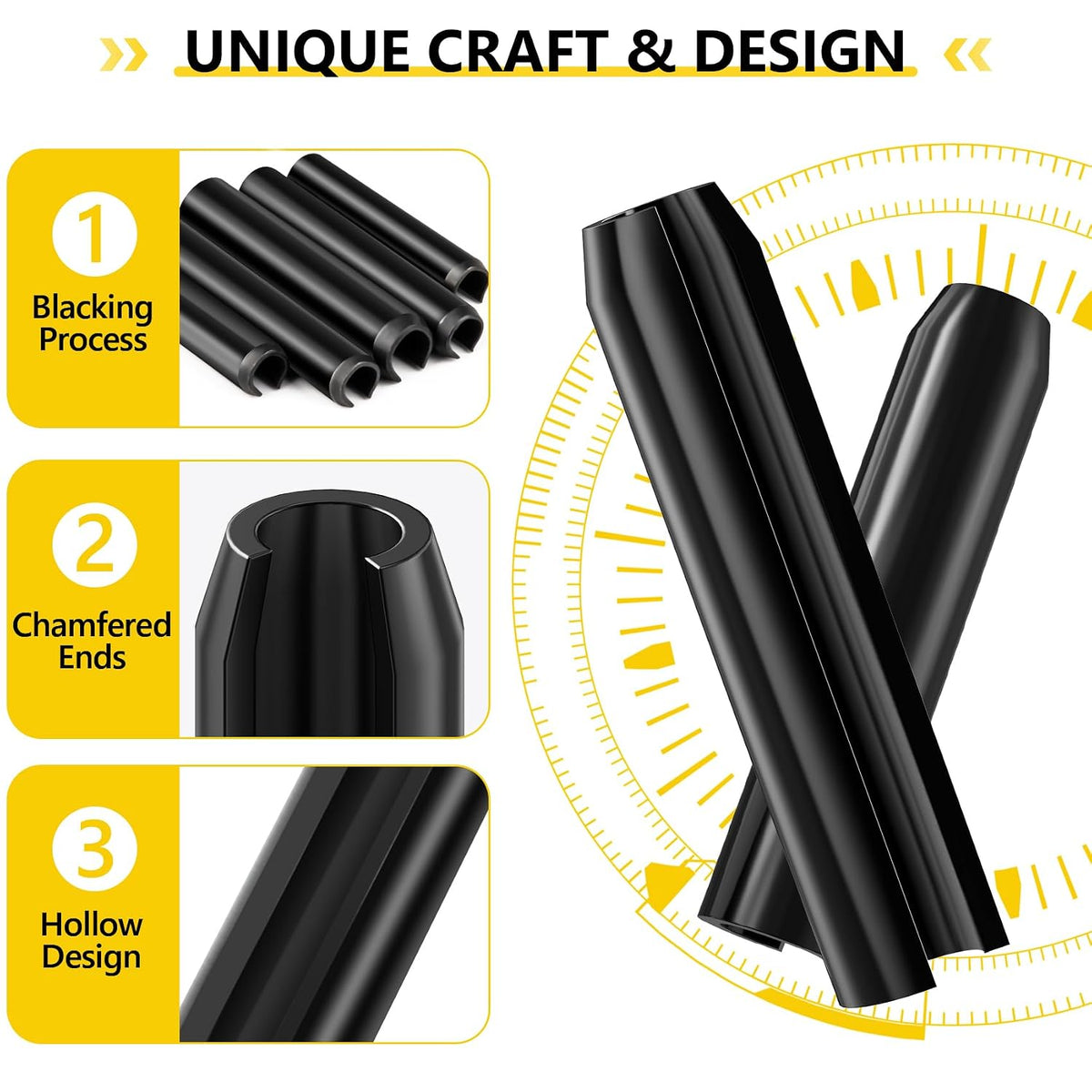 274 PCS Roll Pins, 9 Sizes M1.5-M8, 65Mn Steel, for Home Automotive