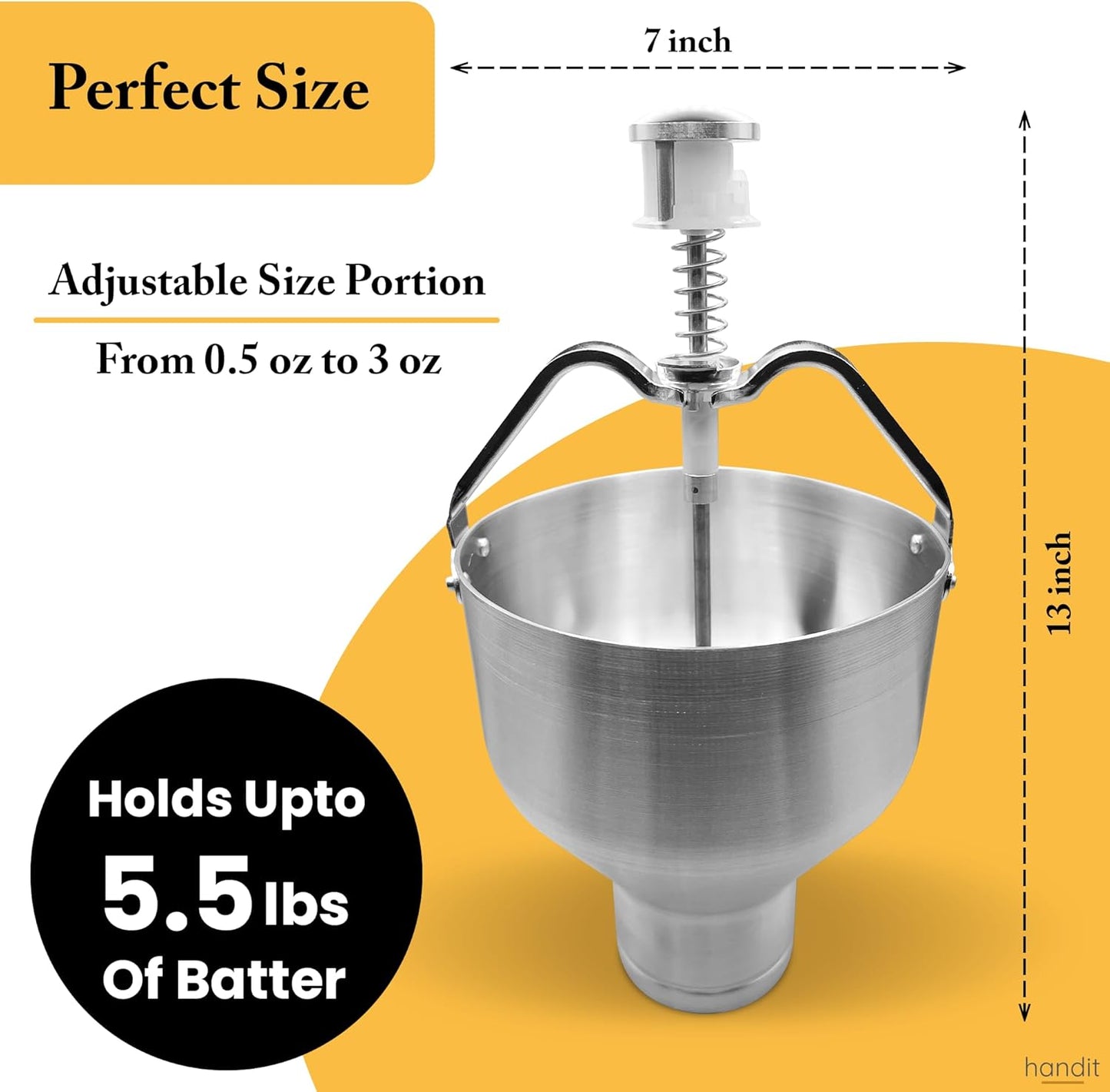 Pancake Batter Dispenser | Commercial Restaurant Grade I 8-size settings I Easy Use, Even-Flow, Funnel Cake, Waffles, Batter I