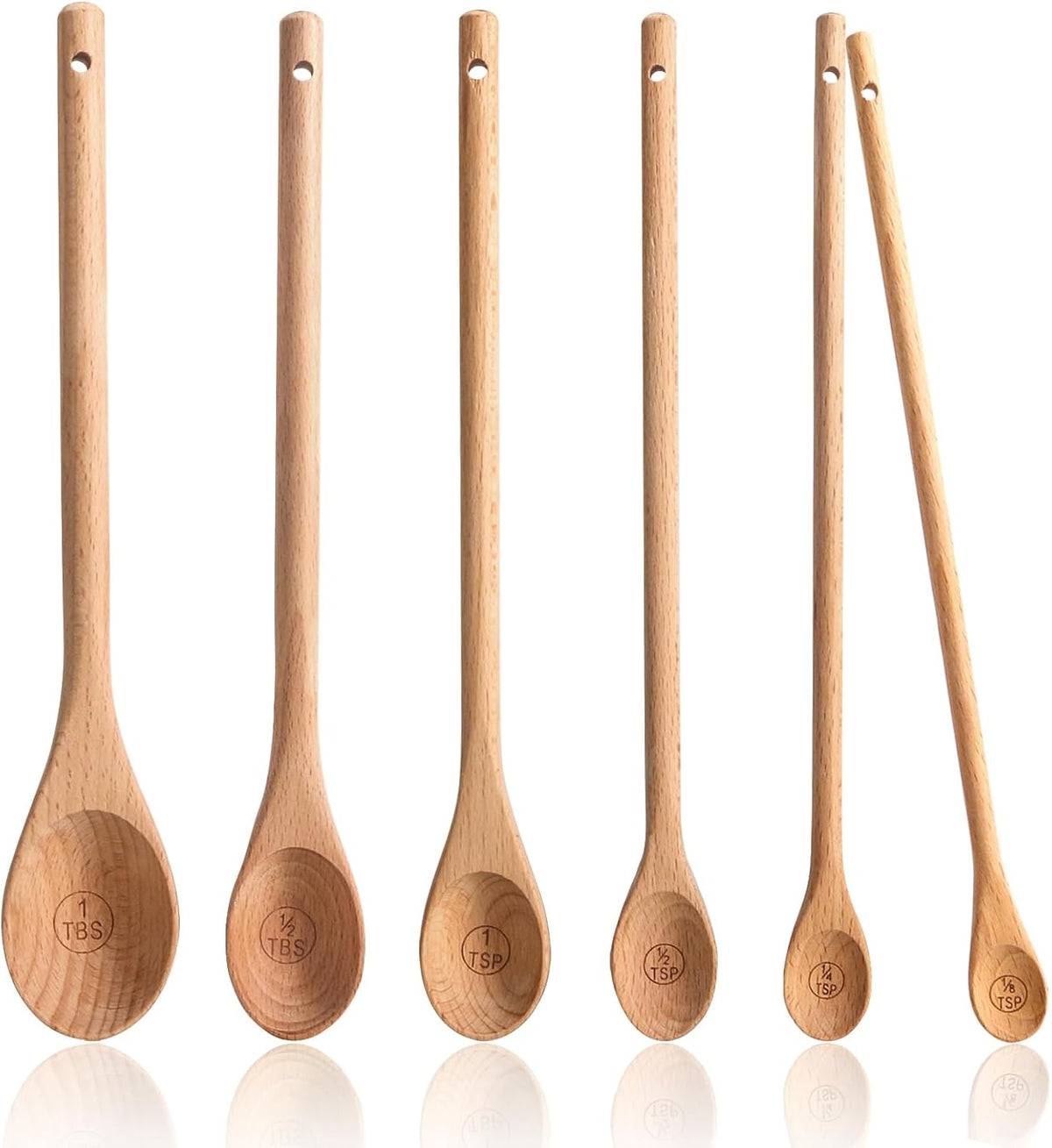 10 Piece Measuring Cups and Measuring Spoons Set, Handcrafted Wood Measuring Cups with Tablespoon Teaspoon Measuring spoons for Dry Ingredients, Natural Wooden Measuring Set for Cooking Baking