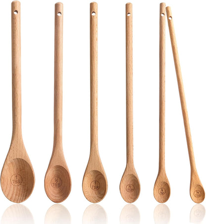 10 Piece Measuring Cups and Measuring Spoons Set, Handcrafted Wood Measuring Cups with Tablespoon Teaspoon Measuring spoons for Dry Ingredients, Natural Wooden Measuring Set for Cooking Baking